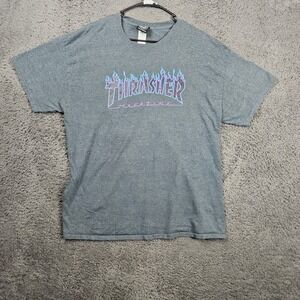 Thrasher Magazine T Shirt Mens XL Gray Flame Logo Skateboard Skate San Francisco
